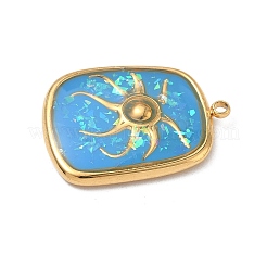 304 Stainless Steel Epoxy Resin with Natural Shell and Sequins Inside Pendants&nbsp;STAS-L026-17G-O03