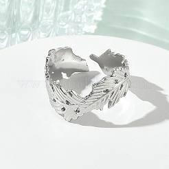 304 Stainless Steel Cuff Open Rings for Women&nbsp;RJEW-L341-02E-P
