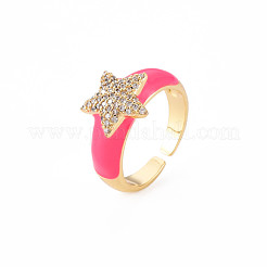 Brass Micro Pave Clear Cubic Zirconia Cuff Rings&nbsp;RJEW-S045-082-NR
