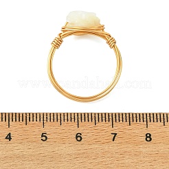 Copper Wired Natural Trochid Shell/Trochus Shell Finger Rings for Women&nbsp;RJEW-JR01054