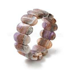 Oval Natural Amethyst Lace Agate Beads Stretch Bracelets for Women Men&nbsp;BJEW-C097-04A