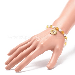 Acrylic Beaded Stretch Bracelet with Alloy Enamel Charms for Women&nbsp;BJEW-JB08727