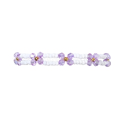 Woven Glass Flower Adjustable Braided Bead Bracelets for Women&nbsp;BJEW-MZ00100-02