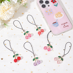 12Pcs Cell Phone Strap Charm 3D Cherry Acrylic Charm Hanging Keychain for Women&nbsp;HJEW-PH01851