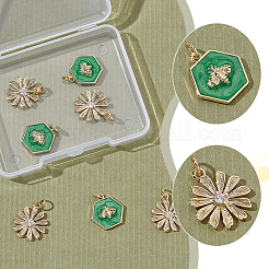 8Pcs 2 Styles Brass Enamel Pendants&nbsp;KK-AR0004-61