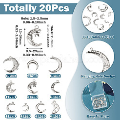 20Pcs 2Bags 304 Stainless Steel Pendants&nbsp;STAS-TA0006-14
