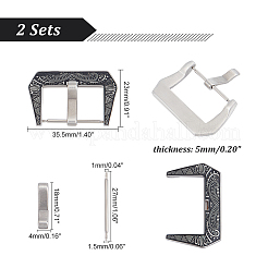 2 Sets Tibetan Style 304 Stainless Steel Watch Band Clasps&nbsp;STAS-UN0039-87A