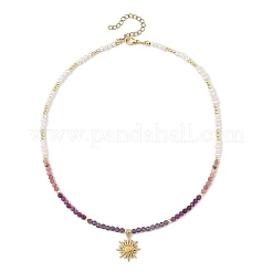 304 Stainless Steel Pendant Natural Mixed Gemstone & Pearl Beaded Necklaces for Women&nbsp;NJEW-JN06533-01