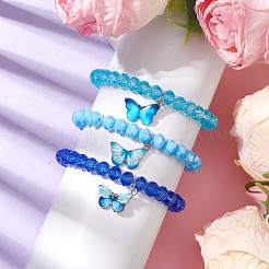 Electroplated Faceted Rondelle Glass Beaded Stretch Bracelet Sets&nbsp;BJEW-JB10482