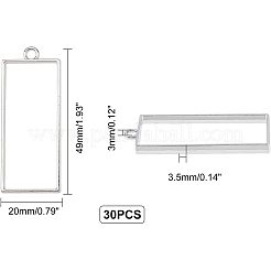 Rack Plating Alloy Rectangle Open Back Bezel Pendants&nbsp;PALLOY-UN0001-12P-FF