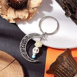 5Pcs Alloy & Synthetic Turquoise & Resin Keychain&nbsp;KEYC-JKC00777-05