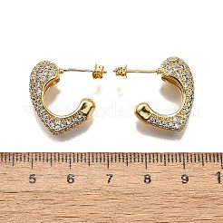Brass Micro Pave Clear Cubic Zirconia Stud Earrings for Women&nbsp;EJEW-U056-01A-G