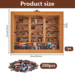Wood Bookshelf with Acrylic Books Mini Model&nbsp;DJEW-WH0015-148