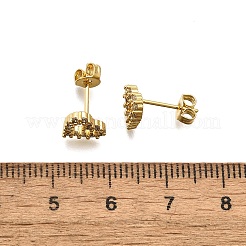 Heart Sparkling Cubic Zirconia Stud Earrings for Girl Women&nbsp;LS-EJEW-H126-18G