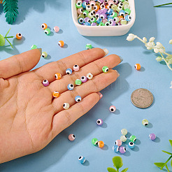 210Pcs 7 Colors Luminous & Printed Opaque Acrylic Beads&nbsp;LACR-TA0001-10