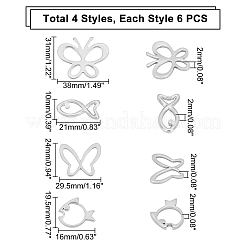 24Pcs 4 Style 304 Stainless Steel Linking Rings&nbsp;STAS-UN0023-74