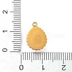 Natural Chalcedony 304 Stainless Steel Teardrop Charms&nbsp;G-D075-01G-02
