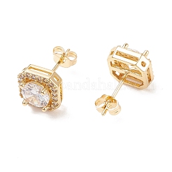 Clear Cubic Zirconia Square Stud Earrings&nbsp;EJEW-C029-07G