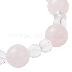Natural Rose Quartz & Synthetic Quartz Crystal Round Beaded Stretch Bracelets&nbsp;BJEW-JB12246-02