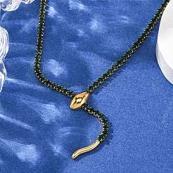 304 Stainless Steel Emerald Rhinestone Cup Chain Snake Tennis Necklaces for Women&nbsp;LS-NJEW-A051-02G