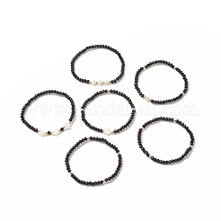 6Pcs 6 Style Natural Shell & Glass Star & Round Beaded Stretch Bracelets Set for Women&nbsp;BJEW-JB09945-02