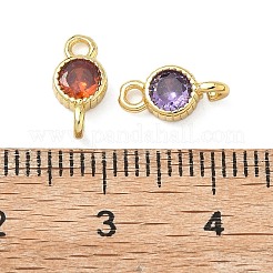 Brass Pave Cubic Zirconia Connector Charms&nbsp;KK-L264-09G