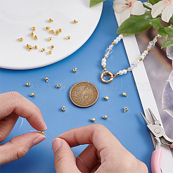 30Pcs Brass Crimp Beads&nbsp;KK-BBC0024-23G