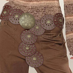 Vintage PU Leather Hollow Corset Belts with Disc Alloy Clasps&nbsp;AJEW-WH20070-089B