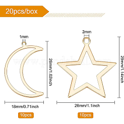 20Pcs 2 Style Brass Open Back Bezel Pendants&nbsp;KK-BC0001-95