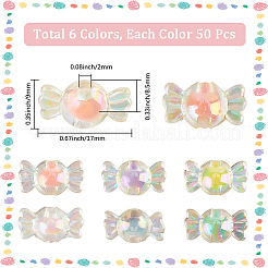 300Pcs 6 Colors Transparent Acrylic Beads&nbsp;TACR-PA0001-01