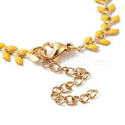 Enamel Ear of Wheat Link Chains Bracelet&nbsp;BJEW-P271-02G-08