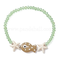 4Pcs Glass and Synthetical Turquoise Beads Stretch Bracelets for Women&nbsp;BJEW-TA00709