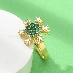 Snowflake Rotatable Open Cuff Rings for Women&nbsp;LS-RJEW-R007-01G