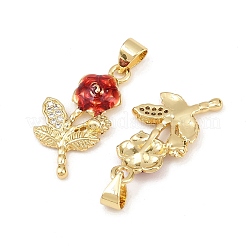 Brass Enamel Cubic Zirconia Pendants&nbsp;KK-L251-27G