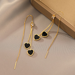 Brass & Acrylic Heart Dangle Ear Thread for Women&nbsp;WGB9E13-01