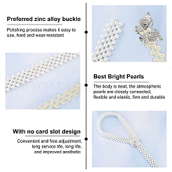 2Pcs 2 Style ABS Plastic Pearl Braided Stretch Chain Belts with Alloy Oval Clasp&nbsp;AJEW-CP0001-66