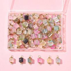 100Pcs Glitter Frosted Glass Cube Connector Charms&nbsp;PALLOY-FS00042-02