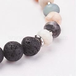 Natural & Synthetic Mixed Stone & Lava Rock Stretch Bracelets&nbsp;BJEW-JB03072