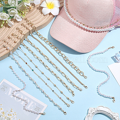 3Bags 3 Styles Brass & Iron & Plastic Pearl Hat Chains&nbsp;DIY-PH0038-57