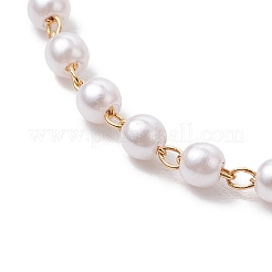 Handmade Brass & Round ABS Plastic Imitation Pearl Link Chain Slider Bracelet Making&nbsp;AJEW-JB01327
