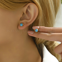 Real 18K Gold Plated 304 Stainless Steel Flat Round Stud Earrings&nbsp;ZB4928-4