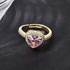 Brass Micro Pave Cubic Zirconia Cuff Open Rings&nbsp;CU-CBA5C10-05G