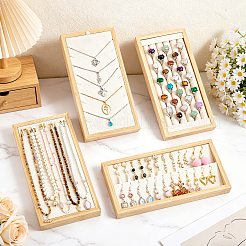 4Pcs 4 Styles Rectangle Wood & Velveteen Jewelry Organizer Display Trays for Rings Earrings Necklaces Bracelets&nbsp;ODIS-TW0001-10