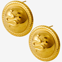 Fashionable 304 Stainless Steel Flat Round with Snake Stud Earrings&nbsp;YB5687-2