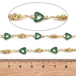 Brass Heart Link Chains&nbsp;KK-D368-03G-J