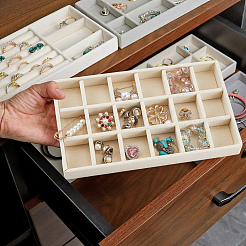 18 Grids Rectangle Wood Covered with Velvet Jewelry Trinket Display Trays&nbsp;LS-AJEW-WH20054-062H-01