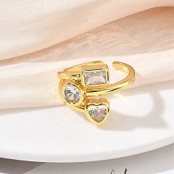 Brass Pave Cubic Zirconia Earrings Cuff Open Rings&nbsp;CU-CBAC7F3-01G