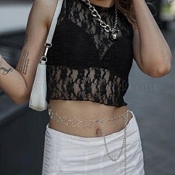 2Pcs 2 Colors Hollow Out Alloy Star Link Chain Waist Belly Chains for Women&nbsp;AJEW-UN0002-88