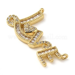 Valentine's Day Rack Plating Brass Micro Pave Clear Cubic Zirconia Pendants&nbsp;KK-C047-13G