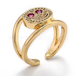 Brass Micro Pave Cubic Zirconia Cuff Rings&nbsp;RJEW-O044-05G-B